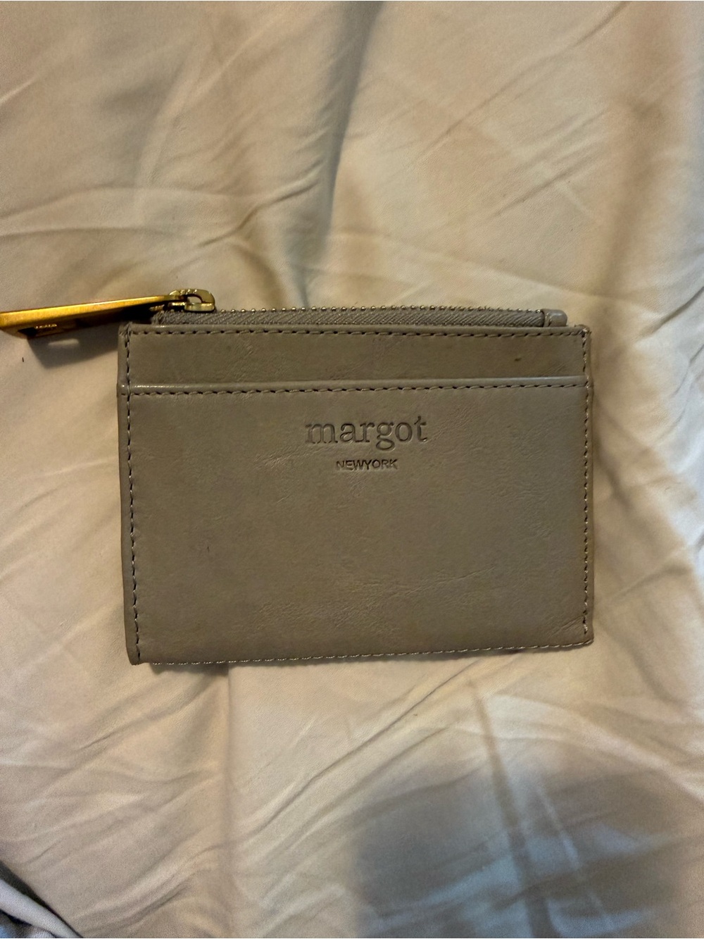 Margot Gray Leather Card Wallet with Zip